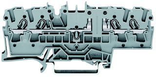WAGO 2002-1861 DIN Rail Mount Terminal Block, 4 Positions, 22 AWG, 12 AWG, Clamp, 6.3 A