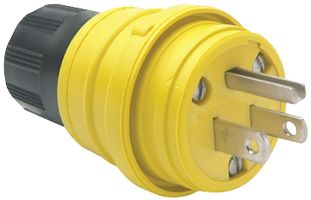 LEGRAND PASS & SEYMOUR 15W33 Power Entry Connector, Industrial Electrical AC Power, 20 A, Yellow, Thermoplastic Body, 125 V