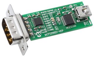 MICROCHIP MCP2200EV-VCP Demonstration Board, USB To RS232, Test Points for All GPIO Pins, 9-pin D Sub Connector