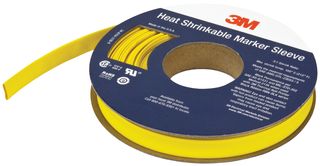 3M FP-303MS-1-YL-50 Wire Marker, Flexible, Heat Shrinkable Sleeve, PO (Polyolefin), Yellow, 25.4mm x 15.2m