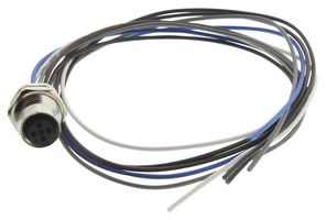 TE CONNECTIVITY T4171110005-002 Sensor Cable, M12 Receptacle, Free End, 5 Positions, 500 mm, 19.7 ", T417 Series