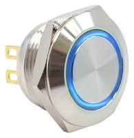 E-SWITCH PVT4FS4SS345 Vandal Resistant Switch, Ring Illumination/24V LED, PVT4 Series, 19 mm, SPST-NO-DM, Off-(On)