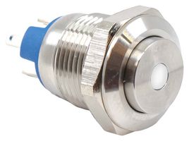 E-SWITCH PV0H240SS-201 Vandal Resistant Switch, Dot Illumination, PV0 Series, 0.47 ", SPST-NO-DM, Off-(On), Round Raised