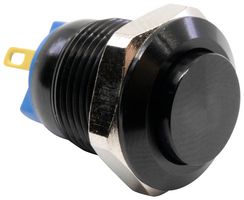 E-SWITCH PV0H24011G Vandal Resistant Switch, PV0 Series, 0.47 ", SPST-NO-DM, Off-(On), Round Raised, Black, Anodized