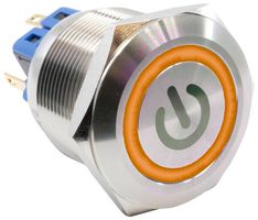 E-SWITCH PV8F2Y0SS-3K1-M11 Vandal Resistant Switch, Ring Illumination, PV8 Series, 0.98 ", SPDT-DB, Off-(On) / On-(Off)