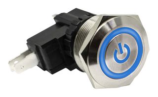 E-SWITCH SAV8F13SS645 Vandal Resistant Switch, RI/PI, 24V LED, SAV8 Series, 0.99 ", SPDT, On-On, Round Flat, Natural