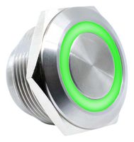 E-SWITCH SV4F23SS-331 Vandal Resistant Switch, Ring Illumination, SV4 Series, 0.75 ", SPST-NO-DM, Off-(On), Round Flat