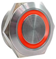 E-SWITCH SV8F23SS-3G1 Vandal Resistant Switch, Ring Illumination, SV8 Series, 0.98 ", SPST-NO-DM, Off-(On), Round Flat