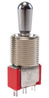 E-SWITCH 100SP4T7B13M1QE Toggle Switch, Miniature, (On)-Off-(On), SPDT, Non Illuminated, 100 Series, Panel Mount, 5 A
