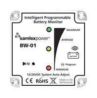 SAMLEX BW-01 Intelligent Programmable Battery Monitor, 30 mA, 12 V/24 V Lead Acid Batteries, BW Series