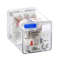 LOVATO ELECTRIC HR702CA024 Power Relay, w/LED, DPDT, 24 VAC, 10 A, HR702C Series, Socket Mount, Non Latching