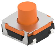 ALCOSWITCH - TE CONNECTIVITY STS52B35OJTTR Tactile Switch, SPST-NO, STS Series, Top Actuated, Surface Mount, Round Button, 350 gf
