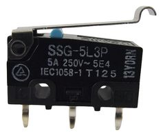 OMRON ELECTRONIC COMPONENTS SSG-5L3P Microswitch, Subminiature, Simulated Roller Lever, SPDT, Solder, 5 A
