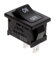 E-SWITCH RA17131123 Rocker Switch, IP54, On-Off, SPST-NO, Non Illuminated, Panel, Snap-In, Black, RA1 Series