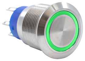 E-SWITCH ULV4F2GSS3P1 Vandal Resistant Switch, ULV4 Series, 19 mm, DPDT-DB, On-On, Round Flat, Natural