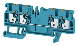 WEIDMULLER 1521700000 DIN Rail Mount Terminal Block, 4 Positions, 28 AWG, 12 AWG, 2.5 mm², Push In, 24 A