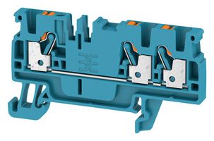 WEIDMULLER 1521780000 DIN Rail Mount Terminal Block, 3 Positions, 28 AWG, 12 AWG, 2.5 mm², Push In, 24 A