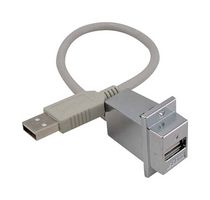 L-COM AL-ECF504-AA12 USB Cable, Type A Plug to Type A Receptacle, 304.8 mm, 12 ", USB 2.0, Light Gray