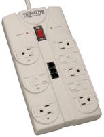 EATON TRIPP LITE TLP808TELTAA Surge Protector, TAA-Compliant, Computer, Telco Protection, 8 Outlets, NEMA 5-15R, 15 A, 120 V