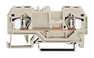 WAGO 281-992 DIN Rail Mount Terminal Block, 2 Positions, 28 AWG, 12 AWG, 4 mm², Clamp, 32 A