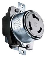 HUBBELL WIRING DEVICES HBL7379 Power Entry Connector, Standard Power Entry, 50 A, Black, Plastic Body, 600 V