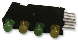 DIALIGHT 568-0102-323F Circuit Board Indicator, Green, Yellow, 4 LEDs, Through Hole, T-1 (3mm), Y 10mA, G 10mA