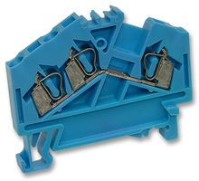 WAGO 280-651 DIN Rail Mount Terminal Block, 3 Positions, 28 AWG, 12 AWG, 2.5 mm², Clamp, 24 A