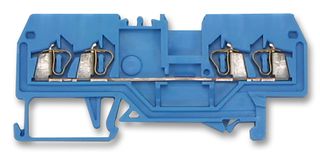 WAGO 280-834 DIN Rail Mount Terminal Block, 4 Positions, 28 AWG, 12 AWG, 2.5 mm², Clamp, 20 A