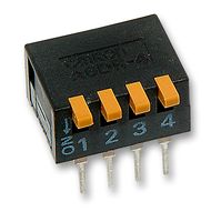 OMRON ELECTRONIC COMPONENTS A6DR-4100 DIP / SIP Switch, Piano Key, 4 Circuits, Piano Key, Through Hole, SPST, 24 V, 25 mA