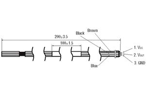 ARATAS (FORMERLY OMRON COMPONENTS) D6F-CABLE2 Sensor Cable, D6F Series, MEMS Flow Sensor Receptacle, Free End, 3 Positions, 200 mm, 7.87 "