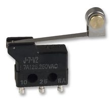 OMRON ELECTRONIC COMPONENTS J-7-V2 Interruptor Microswitch, Subminiature, Palanca tipo Roldana, SPDT, Soldable, 7 A, 250 V