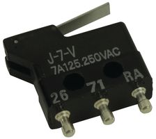 OMRON ELECTRONIC COMPONENTS J-7-V Microswitch, Subminiature, Short Lever, SPDT, Solder, 7 A, 250 V