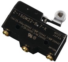 OMRON INDUSTRIAL AUTOMATION Z-15GW22-B7-K Microswitch, Standard, Hinge Roller Lever, SPDT, Screw, 15 A, 250 V