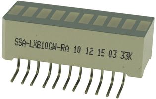 LUMEX SSA-LXB10GW-RA LED Bar Graph Array, Green, 20 mA, 2.2 V, 8 mcd, 10 LEDs, 25.1mm x 10.1mm