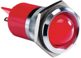 APEM Q19P1CXXR110E LED Panel Mount Indicator, Red, 110 VAC, 19 mm, 6 mA, 80 mcd, IP67