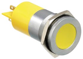 APEM Q22F1CXXY24E LED Panel Mount Indicator, Yellow, 24 VDC, 22 mm, 40 mA, 60 mcd, IP67