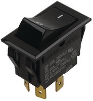 CARLING TECHNOLOGIES TIGK51-6S-BL-NBL/I-O Rocker Switch, On-None-Off, DPST, Non Illuminated, Panel Mount, Black, TIG Series