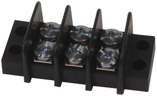 MOLEX 38760-0103 Panel Mount Barrier Terminal Block, 2 Row, 3 Positions, 22 AWG, 14 AWG, 9.53 mm, 15 A