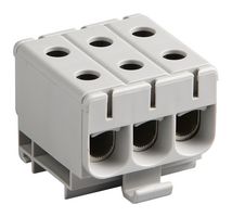 MOLEX 201606-6163 Bloque de Terminal c/Montaje en Riel DIN, 3 Posiciones, 6 AWG, 0 AWG, 53 mm², Tornillo, 150 A