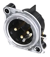 NEUTRIK NC3MAH-LR XLR Connector, R/A, Male, 3 Contacts, Receptacle, Panel PCB Mount, Gold Plated Contacts