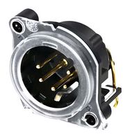 NEUTRIK NC5MAH-LR XLR Connector, R/A, Male, 5 Contacts, Receptacle, Panel PCB Mount, Gold Plated Contacts