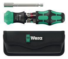 WERA 05051520001 Screwdriver Set, Phillips, Pozidrive, Torx, Slotted Bits, Pouch, 6-Pieces