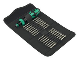 WERA 05051530001 Screwdriver Set, Bit Hold Screwdriver, Phillips, Pozidrive, Torx, Hexagonal, Slotted Bits, 17-Pieces