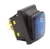 BULGIN LIMITED S7530T012B Rocker Switch, IP68, 12V LED, On-Off-On, DPDT, Illuminated, Panel, Snap-In, Blue, 7500 Series
