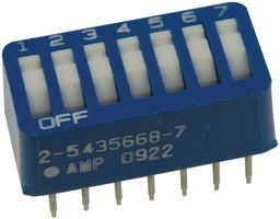ALCOSWITCH - TE CONNECTIVITY 2-5435668-7 DIP / SIP Switch, Raised Rocker, 6 Circuits, Rocker, Through Hole, SPST