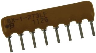 BOURNS 4608X-101-273LF Fixed Network Resistor, Isolated, 27 kohm, Bussed, 7 Resistors, SIP, PC Pin, ± 2%