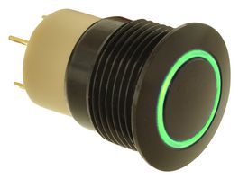 E-SWITCH PVA6LRE21111 Vandal Resistant Switch, PVA6 Series, 16 mm, SPST-NO-DM, Off-On, Round, Black, Anodized