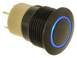 E-SWITCH PVA6LRE21141 Vandal Resistant Switch, PVA6 Series, 16 mm, SPST-NO-DM, Off-On, Round, Black, Anodized