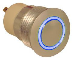 E-SWITCH PVA6LRE21241 Vandal Resistant Switch, PVA6 Series, 16 mm, SPST-NO-DM, Off-On, Round, Transparent, Anodized