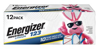 ENERGIZER ELN123-12 Battery, 3 V, CR123A, Lithium Manganese Dioxide, 1.5 Ah, Raised Positive and Flat Negative, 12